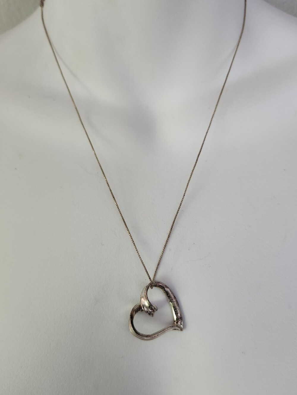 Delicate Sterling Silver 925 Heart Pendant Necklace Italy 925 Sterling Chain